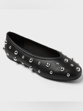 A New Day - Women’s Sammie Studded Ballet Flats with Memory Foam Insole Size 9